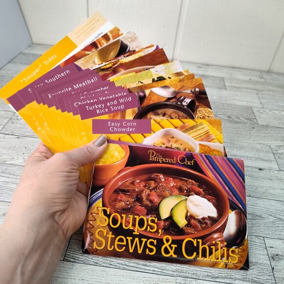 Pampered Chef SOUPS STEWS & CHILI Recipe Cards Set 2004 Y2K - Picture 1 of 4